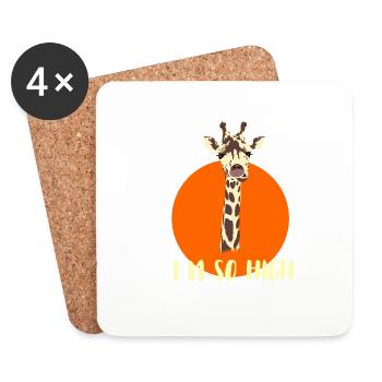 giraffe high hoch ironie spruch nerd gamer geek lo - Untersetzer (4er-Set) - Weiß - Vorne
