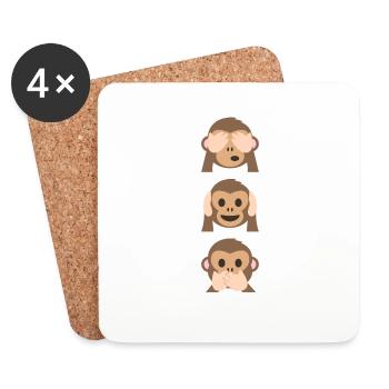 Limitierte Auflage von Monkey Emoji - Untersetzer (4er-Set) - Weiß - Vorne