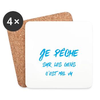 "Je pêche car frapper sur les gens .." - Dessous de verre (lot de 4) - blanc - Devant