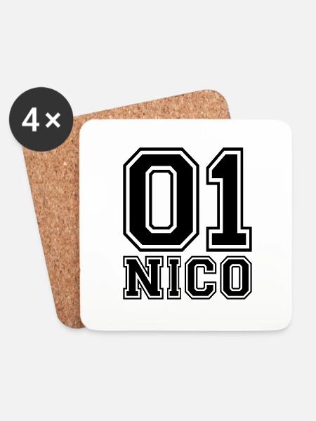 Nico - Name - Untersetzer (4er-Set) - Weiß