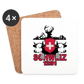 Schweiz Milchkuh 1291 - Untersetzer (4er-Set) - Weiß - Vorne