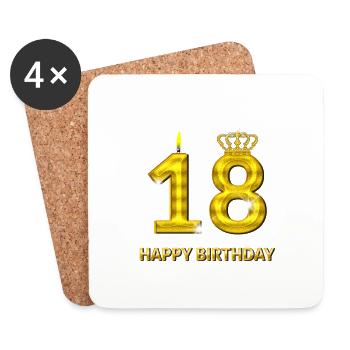 or numéro 18-joyeux anniversaire - anniversaire- - Dessous de verre (lot de 4) - blanc - Devant