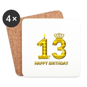 or numéro 13-joyeux anniversaire - anniversaire- - Dessous de verre (lot de 4) - blanc - Devant