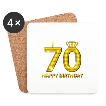 70 - or numéro joyeux anniversaire - anniversaire- - Dessous de verre (lot de 4) - blanc - Devant
