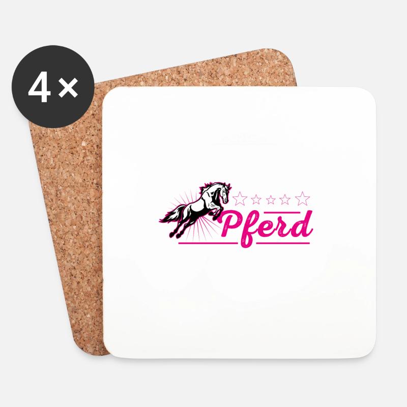 Pferd - lustig - Pony - Stall - Untersetzer (4er-Set) - Weiß