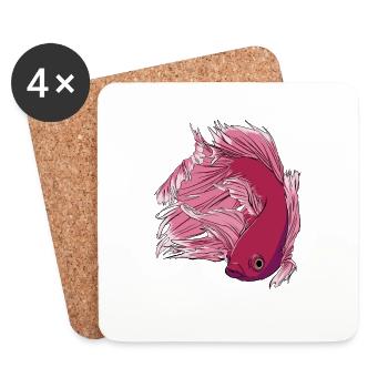 Betta Fisch - Untersetzer (4er-Set) - Weiß - Vorne
