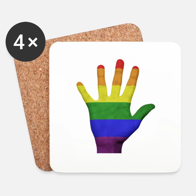 LGBT PRIDE Hand - Untersetzer (4er-Set) - Weiß