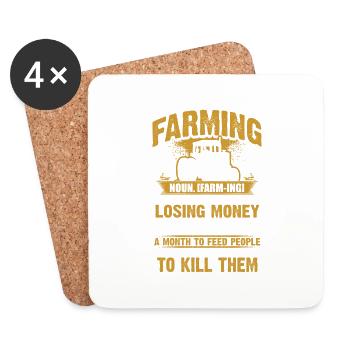 Farming - Farmer - Dessous de verre (lot de 4) - blanc - Devant