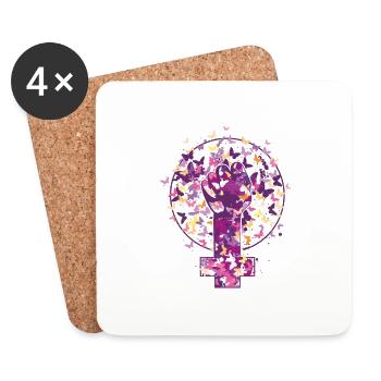soutien fem Symbole Féminisme Feminismus2 soutien - Dessous de verre (lot de 4) - blanc - Devant