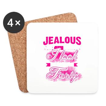 40 - Geburtstag - Don't be jealous - EN - Dessous de verre (lot de 4) - blanc - Devant