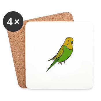 Budgerigar - Green Yellow Welli - Coasters (set of 4) - white - Front