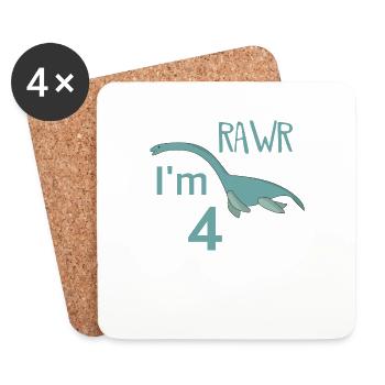 Pour 4 anniversaire pour les gars filles Elasmosaurus - Dessous de verre (lot de 4) - blanc - Devant