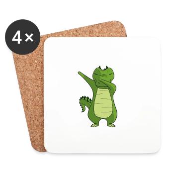 Kroko Tanzendes - Krokodil Dabbing Dancing - Untersetzer (4er-Set) - Weiß - Vorne