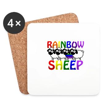 Rainbow Sheep - Gay Pride - Dessous de verre (lot de 4) - blanc - Devant