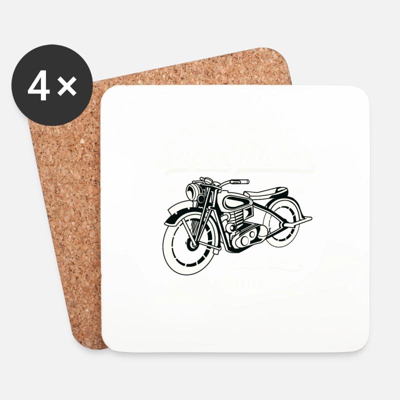 Super Motor - Motorrad - Untersetzer (4er-Set) - Weiß