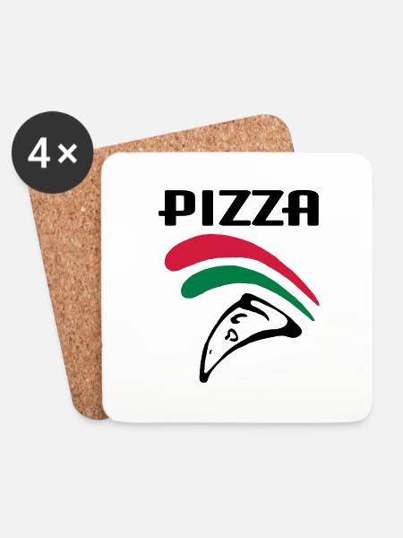 Pizza (3c) - Untersetzer (4er-Set) - Weiß