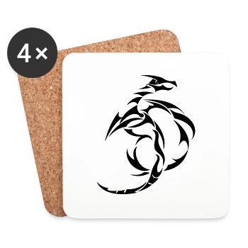 Tribal Dragon - Coasters (set of 4) - white - Front