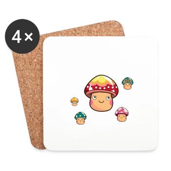 happy mushroom champignons Trance Halluzin Trip tekno - Dessous de verre (lot de 4) - blanc - Devant
