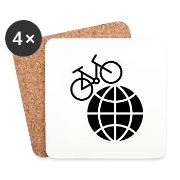 Fahrrad um die Welt - Untersetzer (4er-Set) - Weiß - Vorne