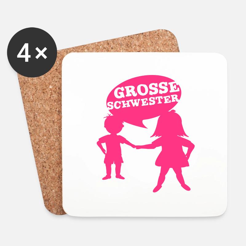 Grosse Schwester - Untersetzer (4er-Set) - Weiß