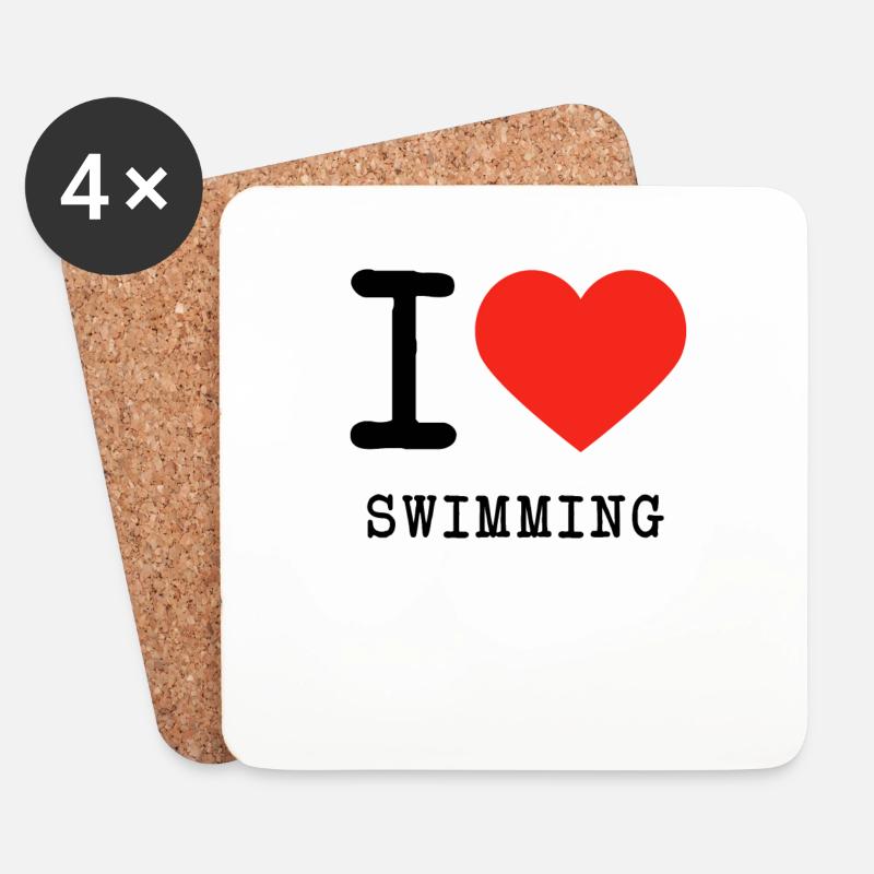 I love Swimming - Untersetzer (4er-Set) - Weiß