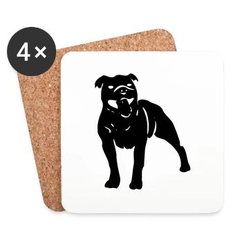 chien staffbull - Dessous de verre (lot de 4) - blanc - Devant