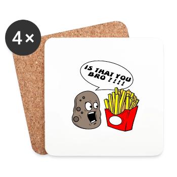 Kartoffel Pommes Frites Bruder Geschenk - Untersetzer (4er-Set) - Weiß - Vorne