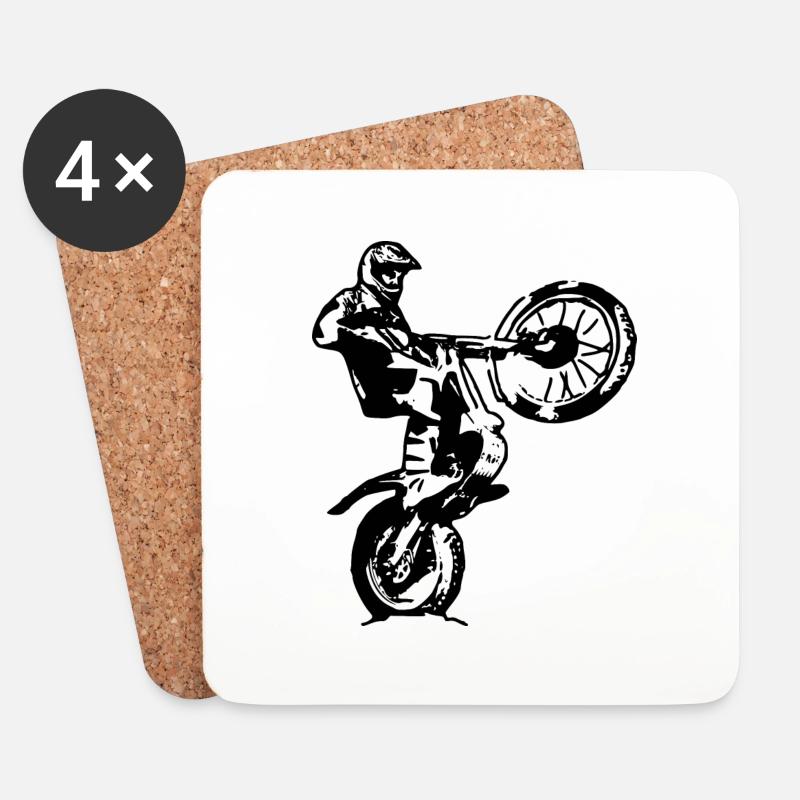 Trial Fahrer Wheelie - Untersetzer (4er-Set) - Weiß