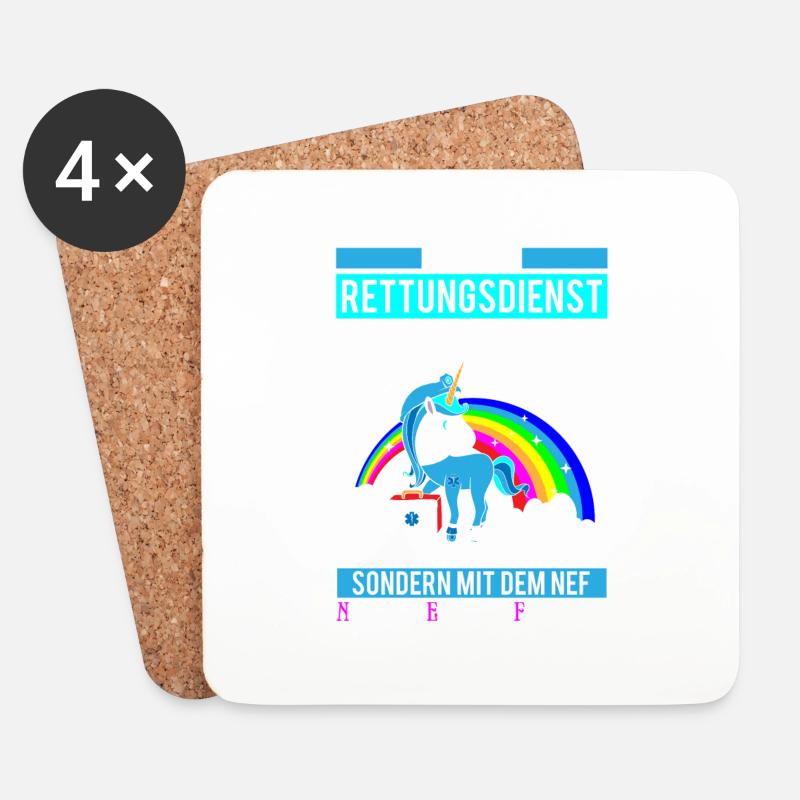 Rettungsdienst Prinzessin Einhorn Geschenk - Untersetzer (4er-Set) - Weiß