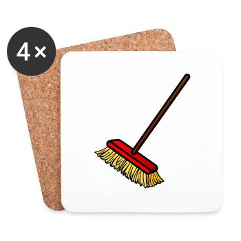 cleaning cleaning cleaning woman broom wischmop14 - Coasters (set of 4) - white - Front