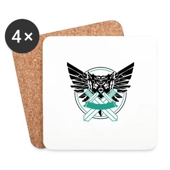 Eule mit zwei gekreuzten Schwertern Geschenk Idee - Dessous de verre (lot de 4) - blanc - Devant