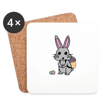 Osterhase versteckt Oster Eier Geschenk Tier Hase - Untersetzer (4er-Set) - Weiß - Vorne