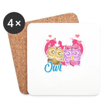 Eule Herz I Will Owlways Always Love You Geschenk - Untersetzer (4er-Set) - Weiß - Vorne