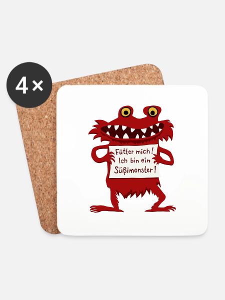 Süßimonster - Untersetzer (4er-Set) - Weiß