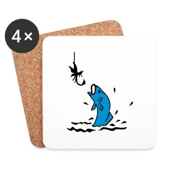 Fliegenfischen / fly fishing (2c) - Untersetzer (4er-Set) - Weiß - Vorne