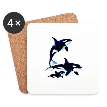 Killer Whale Family - Untersetzer (4er-Set) - Weiß - Vorne