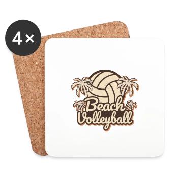 Beach volley-ball cadeau amusant ballon de plage sport - Dessous de verre (lot de 4) - blanc - Devant