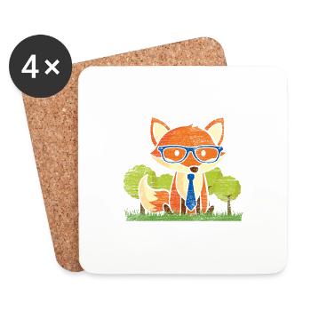 Fuchs Tier Geschenke orange schlau vintage Wald - Untersetzer (4er-Set) - Weiß - Vorne
