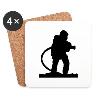 Un Pompiers à la lance - Dessous de verre (lot de 4) - blanc - Devant