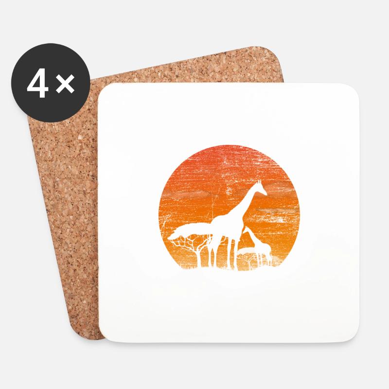Giraffe vintage Geschenk Tier groß Hals - Untersetzer (4er-Set) - Weiß