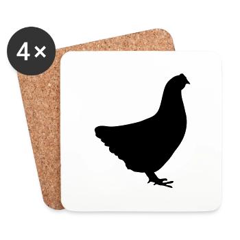 poule chicken2 - Dessous de verre (lot de 4) - blanc - Devant