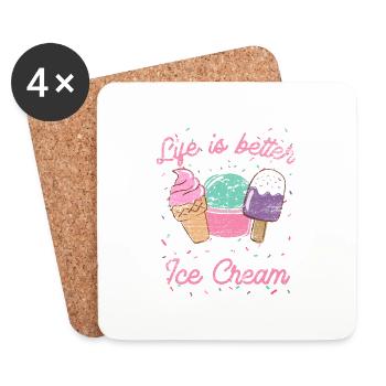 Eiscreme Softeis Wassereis Sonne Sommer Geschenk - Untersetzer (4er-Set) - Weiß - Vorne