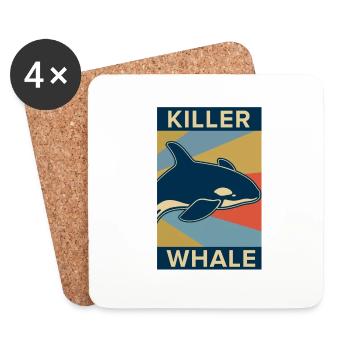 Épaulard orque poisson cadeau mer océan animal - Dessous de verre (lot de 4) - blanc - Devant