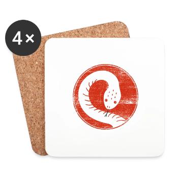 Snake animal skin leather gift vintage red - Coasters (set of 4) - white - Front