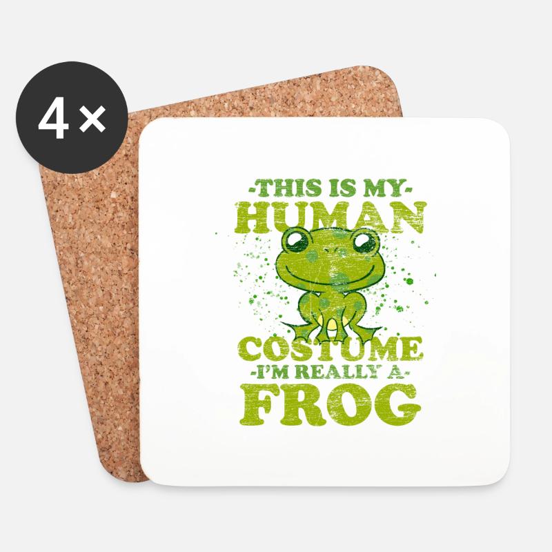 Frosch Karneval Kostüm Halloween Verkleidung - Untersetzer (4er-Set) - Weiß