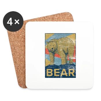 Bär Tier Natur Kuscheln vintage Geschenk Idee - Untersetzer (4er-Set) - Weiß - Vorne