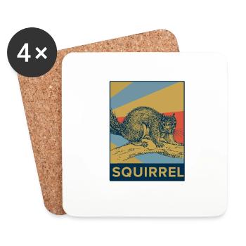 Écureuil, rongeur, noix, animal, cadeau - Dessous de verre (lot de 4) - blanc - Devant