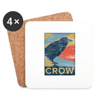 Raven crow bird animal gift pet vintage - Coasters (set of 4) - white - Front