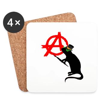 punk rock rat - Dessous de verre (lot de 4) - blanc - Devant