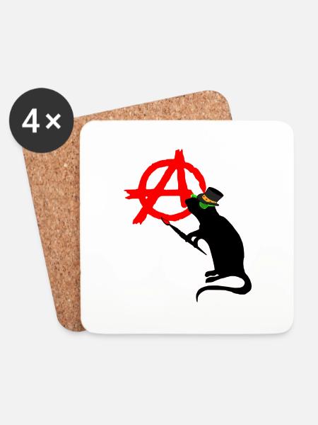 punk rock rat - Untersetzer (4er-Set) - Weiß